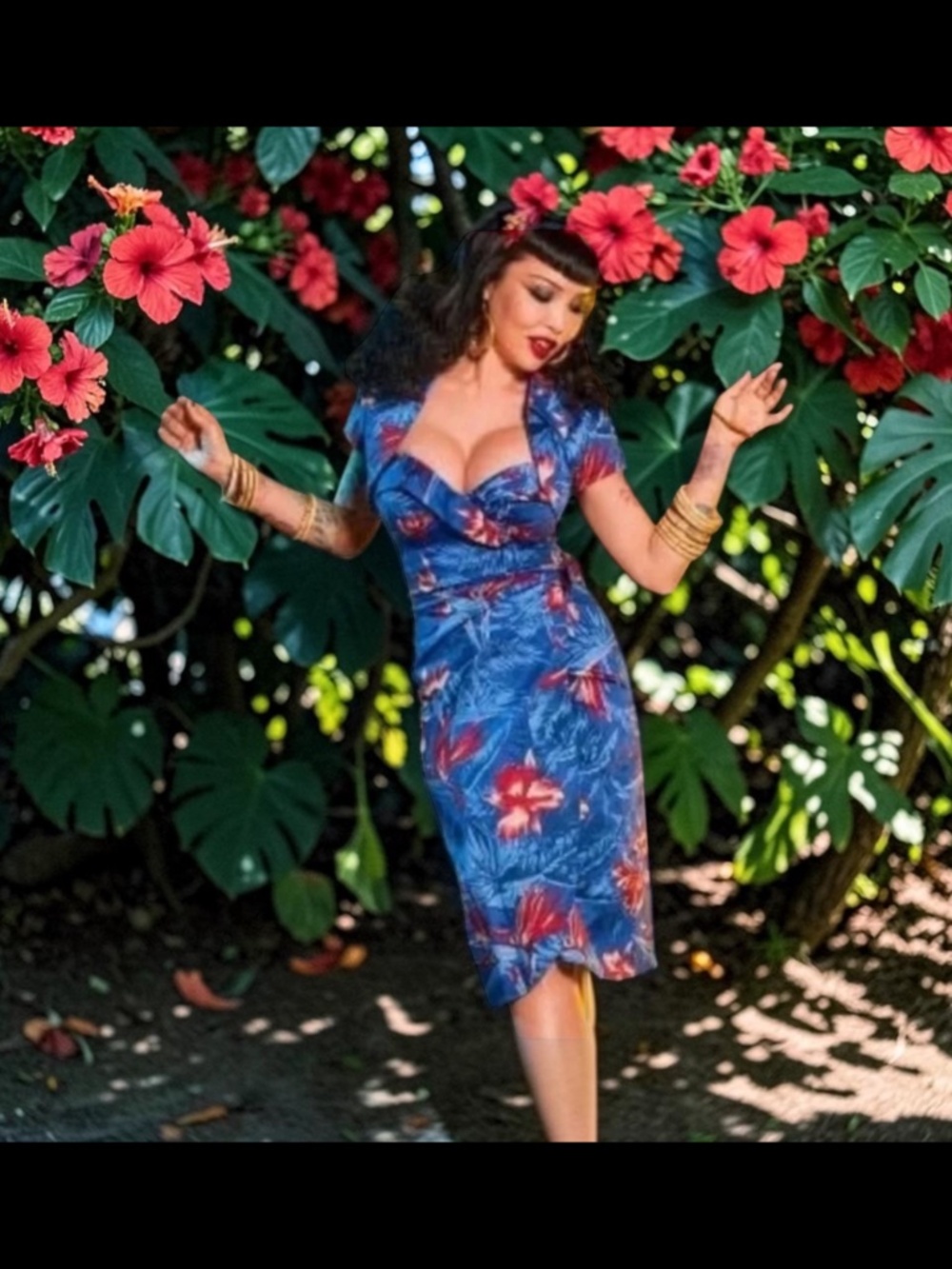 NWT Couture For Every Body Hawaii Pin-Up Girl Pug Dress XL